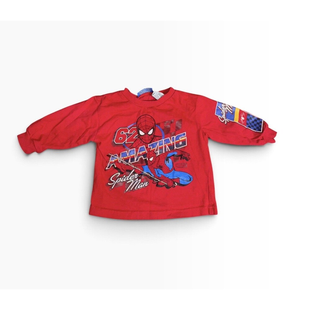 Vtg 2006 Spider-Man Boys 2T Red Long Sleeve Cotton Graphic Print Crew Neck Tee